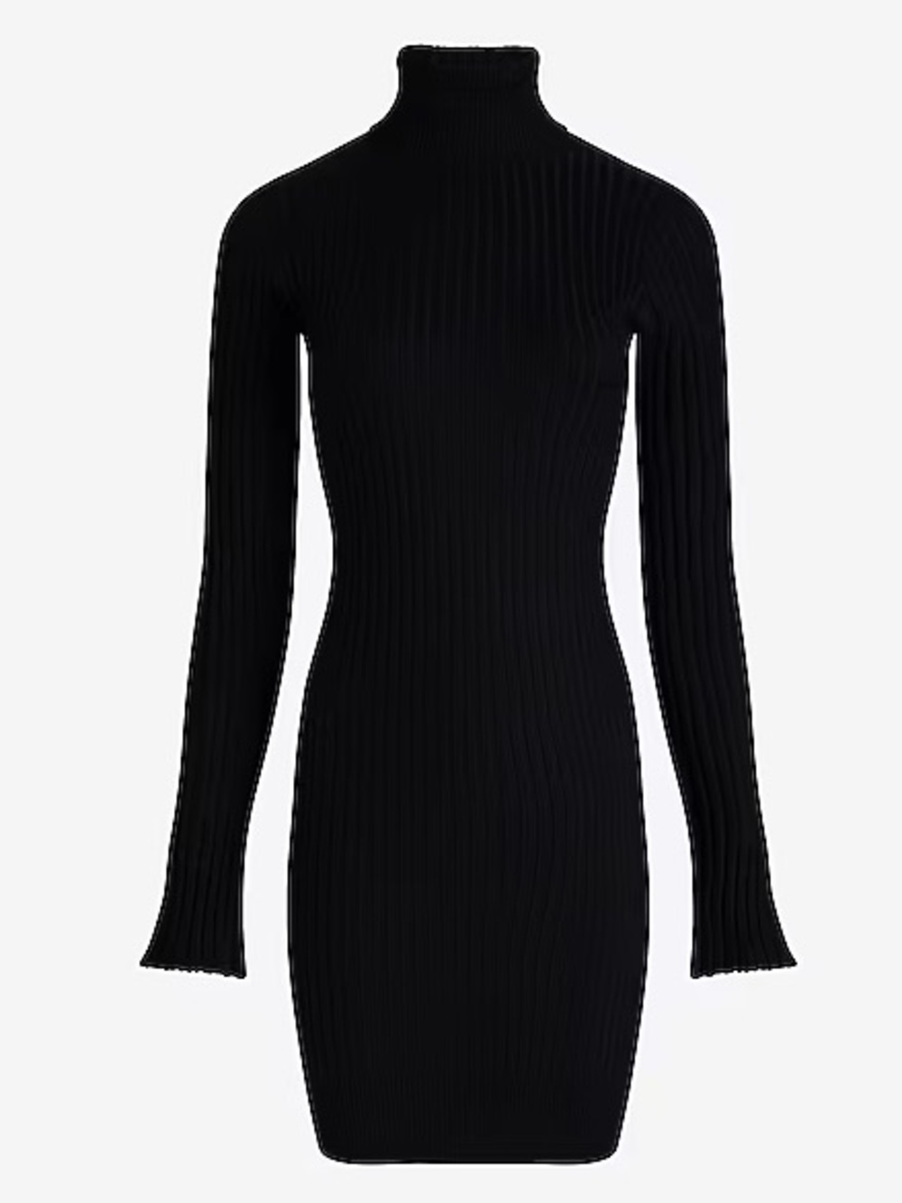 Women’s Express Ribbed Turtleneck Long Sleeve Mini Sweater Dress Black Sz M BNWT